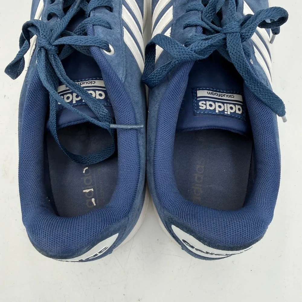 Adidas Cloudfoam Advantage Navy Blue Suede Sneakers Mens 11.5 B74227